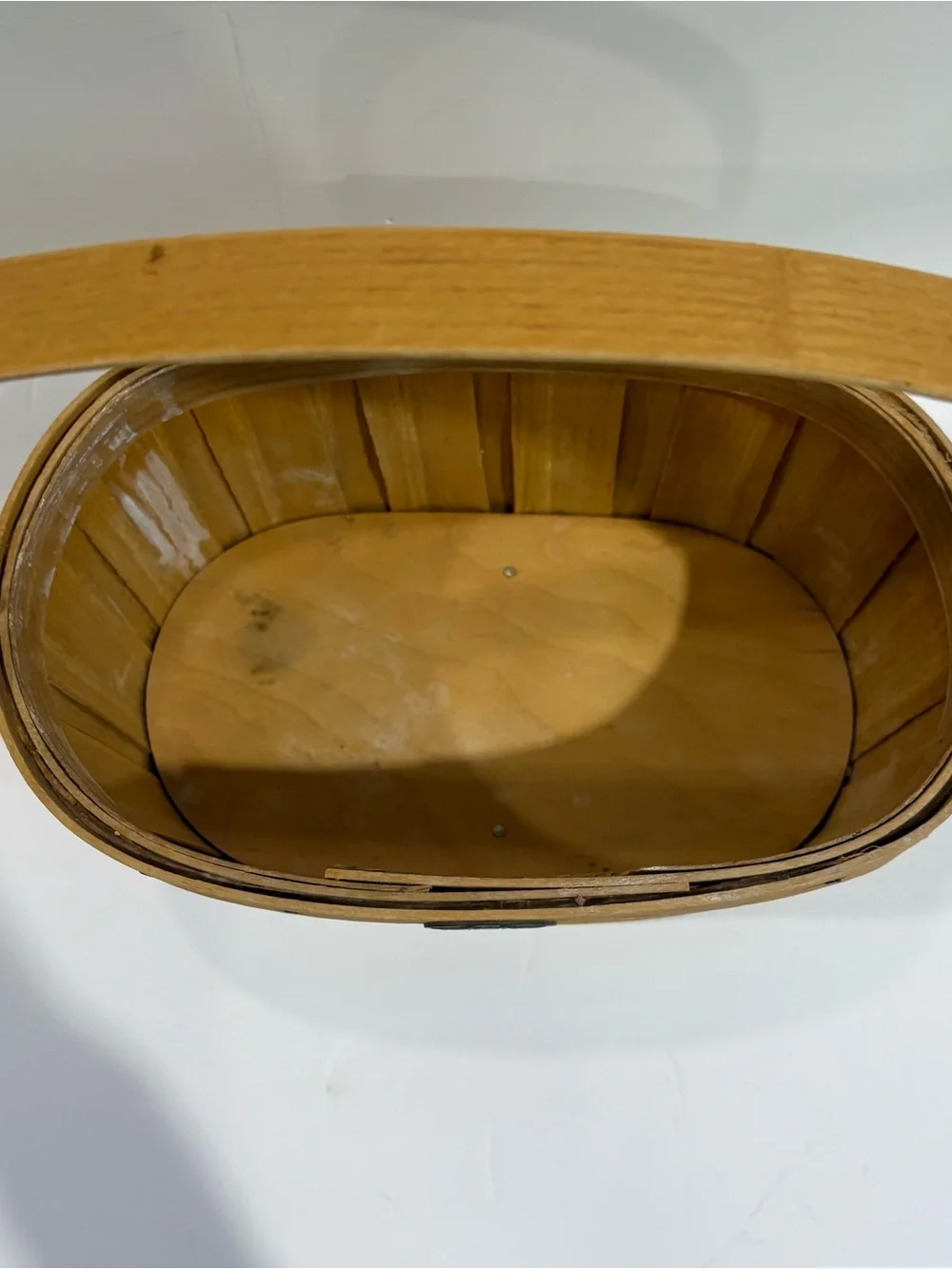 Vintage Peterboro Basket Co Woven Wood Basket Handle Rectangle 11